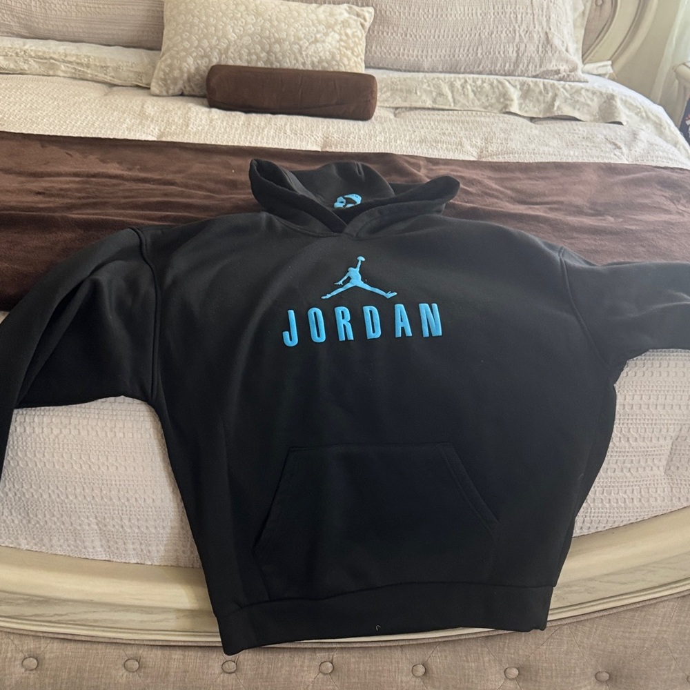 Black Hoodie with Blue Logo